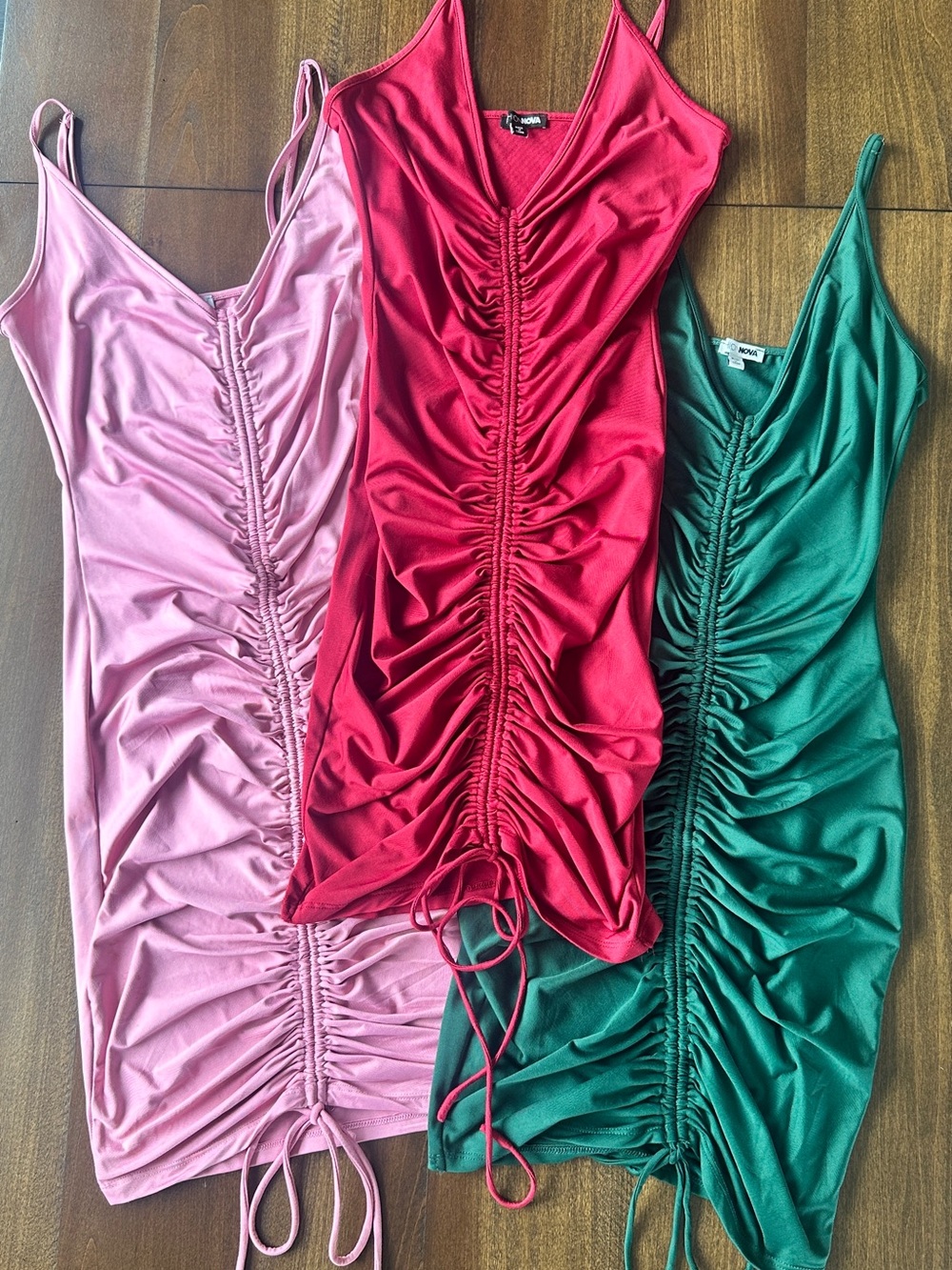 Bundle of 3 Fashion Nova Ruched Front Mini Dresses Size XS